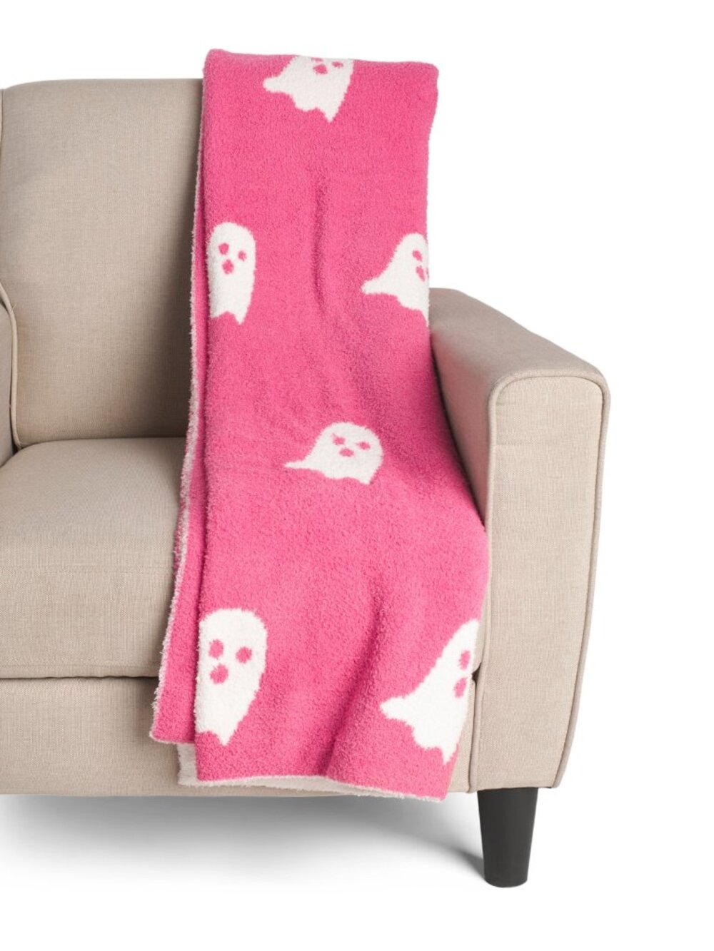 NWT - Cupcakes & Cashmere Feather Knit Ghosts Throw Blanket - Hot Pink